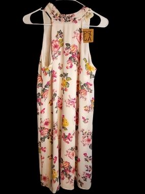 PPLA Cream Maxi Dress with Pink & Yellow Floral Accents
